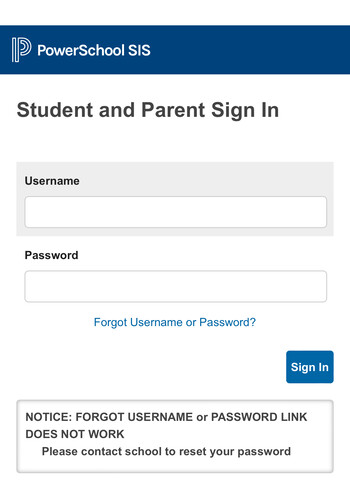 PowerSchool Student Portal log in page